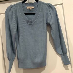 LOFT Light Blue Ribbed Knit Pullover